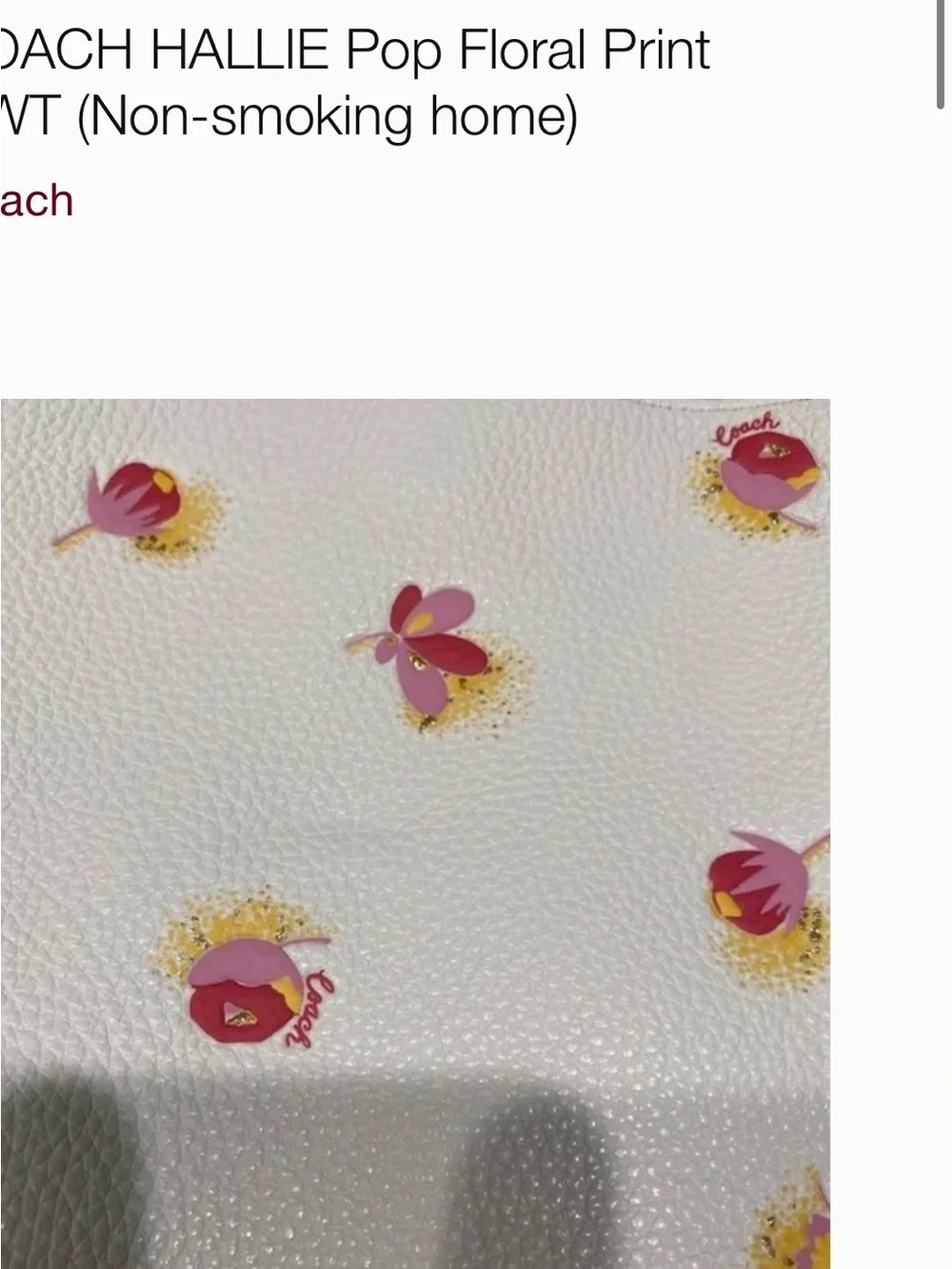 Coach Hallie Floral Print Shoulder Bag in Cream with Pink and Yellow Blooms